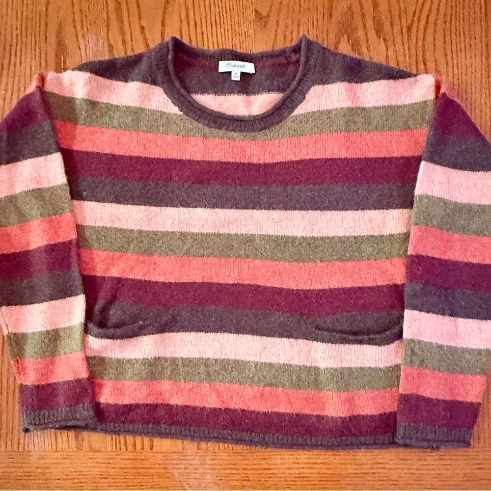 Madewell Striped Alpaca Blend Sweater Womens Medium Multicolor Excellent Pockets